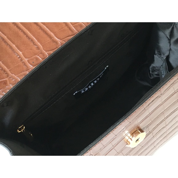 Brown Croc Pattern Dune London Satchel Handbag - Picture 4 of 7